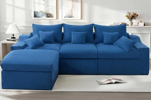 Miniatura 42 de HABUTWAY Sofá modular modular de 101 pulgadas con asiento profundo, moderno sofá convertible en forma de L, sofá tapizado con diván para sala