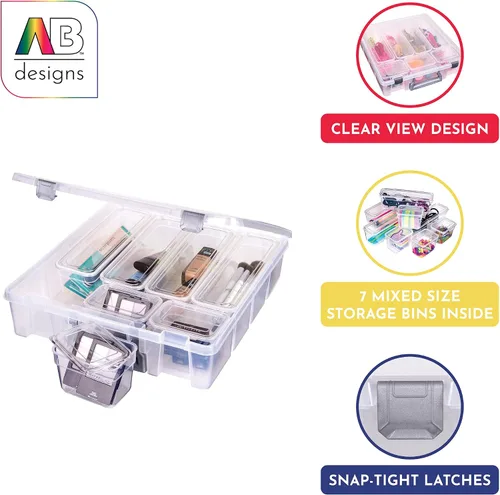 Miniatura 4 de AB Designs 6967ABD Super Satchel con 9 contenedores mezclados en el interior, contenedor apilable para organización de almacenamiento en el hogar