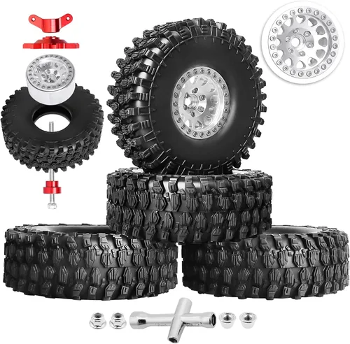 HobbyPark 1.9 Ruedas y neumáticos Beadlock de 4.72 pulgadas de altura con herramienta de montaje para Traxxas TRX4 Axial SCX10 II III Redcat Gen8