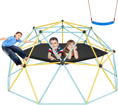 VEVOR - Cúpula de escalada de 10 pies, escalador de cúpula geométrica con hamaca y columpio, gimnasio de jungla con capacidad de 750 lb y fácil