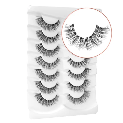 Miniatura 9 de Onlyall Pestañas de ojo de gato, pestañas de visón, pestañas esponjosas, pestañas postizas de ojo de gato, pestañas de ojo de zorro, 7 pares F02