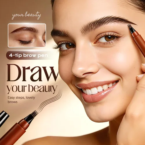 Miniatura 2 de Lápiz de cejas Microblading, resistente al agua, para mujer, con 4 puntas, maquillaje mágico natural para cejas, lápiz de contorno de trazos finos
