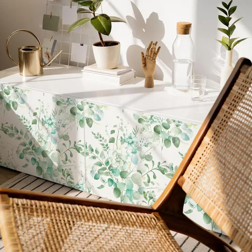 Miniatura 4 de Naphite Papel tapiz floral para despegar y pegar, papel de contacto bohemio para armarios y cajones, papel de contacto de hojas florales verdes