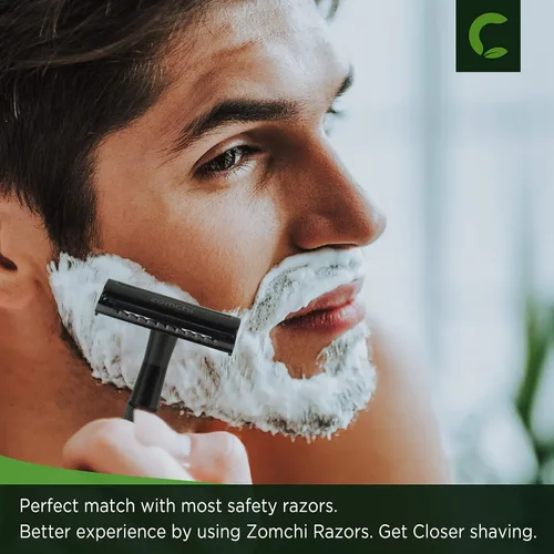 Miniatura 6 de Cuchillas de afeitar de doble filo, 50 cuchillas de afeitar de seguridad para afeitar, cuchillas de afeitar de acero inoxidable platino para hombres