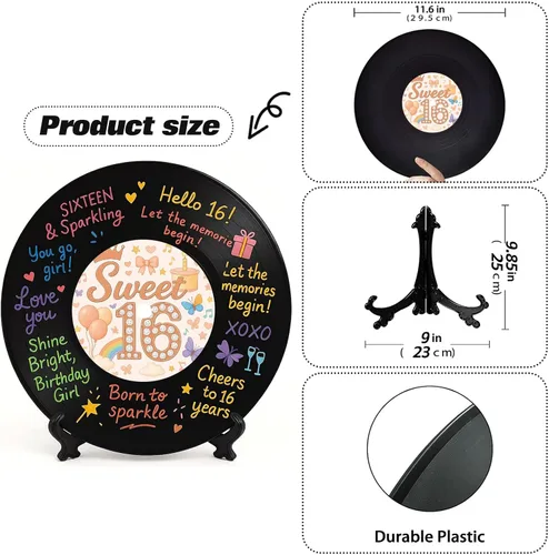 Miniatura 2 de Sweet 16th Birthday - Juego de libros de invitados de discos de vinilo para cumpleaños – Dulces dieciséis decoraciones y regalos para niñas