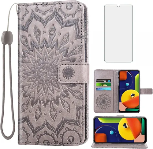 Miniatura 8 de Funda de teléfono para Samsung Galaxy A50 con protector de pantalla de vidrio templado, funda magnética de cuero, soporte para tarjetas, accesorios