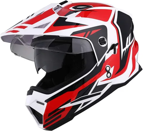 Miniatura 16 de 1Storm Dual Sport Motocross Off Road Casco de cara completa con visera doble: HF802