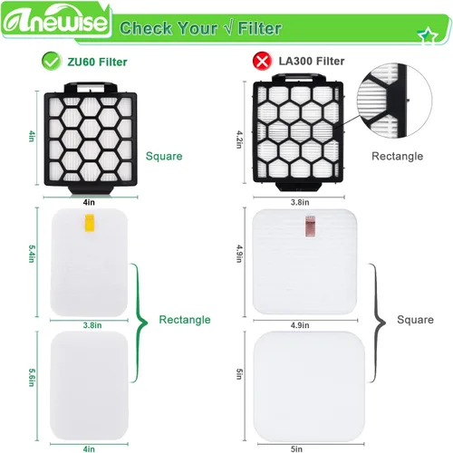 Miniatura 4 de Anewise Filtro de repuesto para Shark Navigator Zero-M Pet Pro ZU102 ZU60 ZU62 ZU55 NV181 NV150 NV151 NV251 NV251 Rotator NV255 ZU100 ZU81