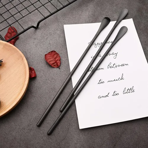 Miniatura 2 de 6 cucharas de mango largo mate de 8.6 pulgadas de acero inoxidable 304 para cóctel, cucharas de mezclar, cucharas de helado, cucharas de miel