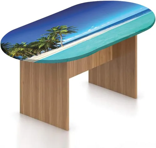 Miniatura 12 de XISUNYA Mantel ajustable ovalado de poliéster elástico, decoración del océano, mantel ajustable con estampado de playa y isla tropical, se adapta a