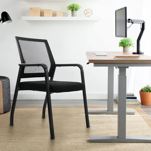 Miniatura 2 de KLASIKA Silla de escritorio sin ruedas, sillón con soporte lumbar ergonómico y cojín de asiento grueso, sillas de sala de espera para oficina