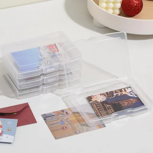 Miniatura 5 de novelinks Organizadores de fotos transparentes de 4 x 6 pulgadas y caja de almacenamiento de fotos con asa, 16 fundas interiores para fotos