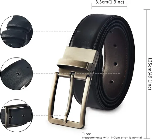 Miniatura 2 de BRASS TACKS LEATHERCRAFT Men's Vintage Business Handmade Reversible Genuine Leather Dress Belt Gift Box