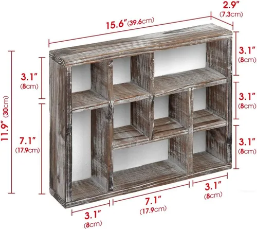 Miniatura 3 de J JACKCUBE DESIGN MK570A - Estante rústico multiranura, con 9 compartimentos, caja de sombra para montaje en pared, para colección, estuche cuadrado
