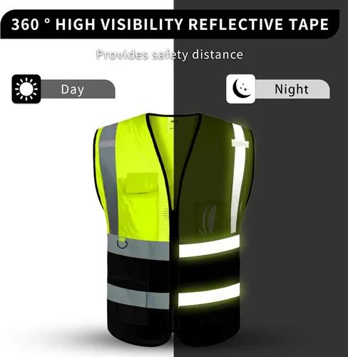 Miniatura 5 de Chaleco de seguridad con logotipo personalizado de alta visibilidad chaleco reflectante Ansi 5 bolsillos clase 2 Hi Vis seguridad construcción ropa