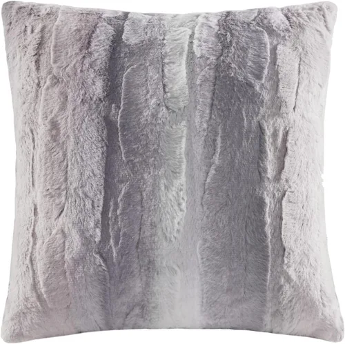 Madison Park Zuri Almohadas Decorativas de Piel Sintética con Rayas Ombré Ultra Suaves de Lujo para Sofá y Cama con Relleno, 20x20 pulgadas, Gris