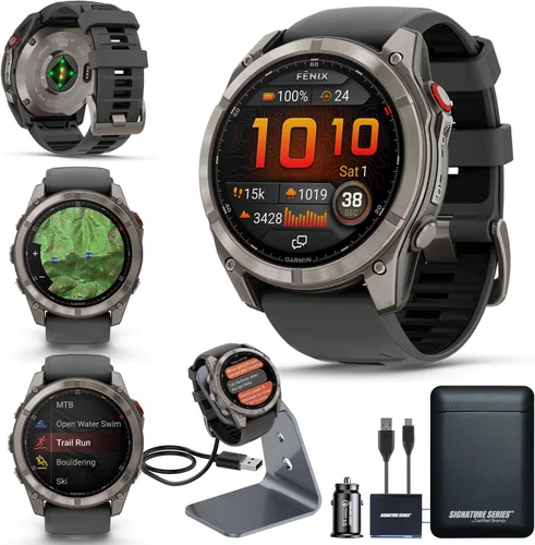 Miniatura 10 de Garmin Fenix 8 Premium - Reloj inteligente multideporte GPS para correr, 47 mm AMOLED, clasificado para buceo, linterna incorporada Titanio DLC