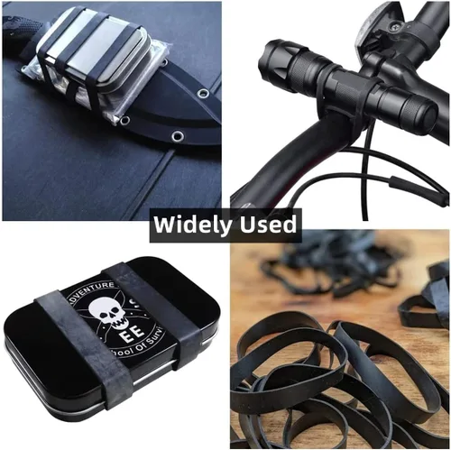 Miniatura 6 de Banda de goma táctica negra – Resistente a los rayos UV, resistente al calor, al frío, gruesas y fuertes, bandas de goma elásticas al aire libre