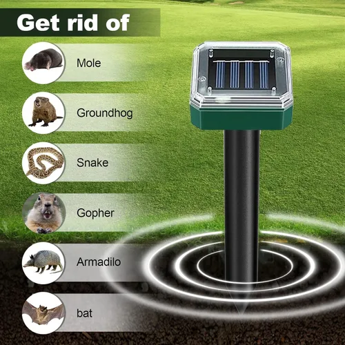 Miniatura 2 de 12 piezas Tirgo repelente de topos alimentado por energía solar para césped, repelente de serpientes para patio, trampa repelente de troncos