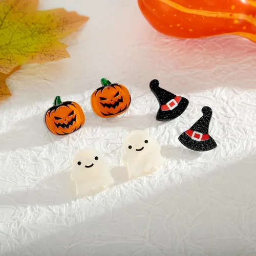 Miniatura 5 de LILIE&WHITE Aretes de Halloween para mujer, con sombrero de bruja, aretes colgantes de calabaza, aretes de gato negro, aretes de calavera, aretes