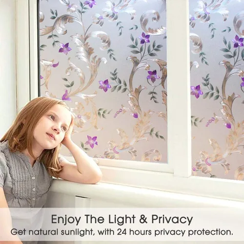 Miniatura 18 de Película esmerilada de privacidad para ventana, sin pegamento, protección de privacidad, control de calor, anti UV, vitrales de hierro para el hogar