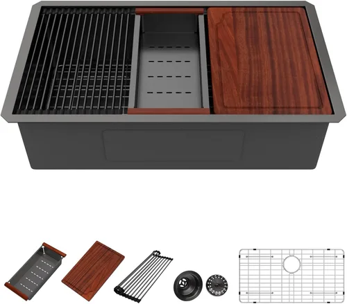 Miniatura 32 de Fregadero de Montaje Bajo de 13 Pulgadas - Beslend 13”x15”x9” Fregadero de Cocina de Acero Inoxidable de Montaje Bajo Calibre 16 Fregadero de Cocina