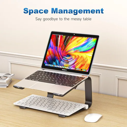 Miniatura 6 de suptek Soporte para computadora portátil de aluminio, soporte para computadora portátil ergonómico y desmontable para escritorio, elevador