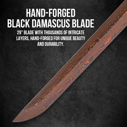 Miniatura 5 de Shinwa Shirasaya Sword – Color Options Hand-Forged 29" Black Damascus Steel Blade Traditional Japanese Shirasaya with Lacquered Hardwood Saya
