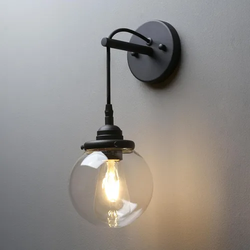 Miniatura 10 de Phansthy Aplique de pared de vidrio vintage, lámpara de pared de alambre colgante para interiores, lámpara de pared de globo de 5.9 pulgadas, cable