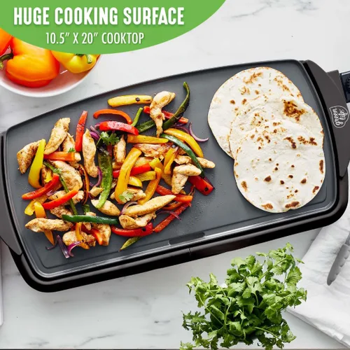 Miniatura 5 de GreenLife 20 x 50.8 cm Plancha Eléctrica Extra Grande, Cerámica Antiadherente Libre de PFAS y PFOA No Tóxica, Control de Temperatura, Calentamiento