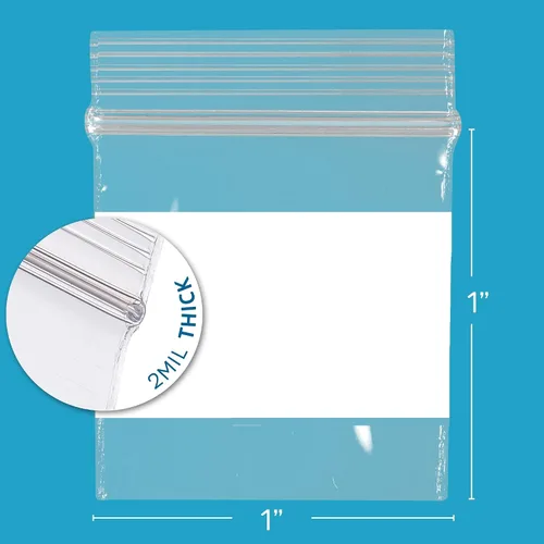 Miniatura 2 de GPI - Mini bolsas con cremallera de 1 x 1 pulgada, paquete de 1000 bolsas de plástico transparente con cierre con cremallera con bloque blanco