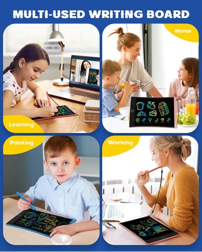 Miniatura 4 de bravokids Paquete de 24 tabletas de escritura LCD con lápiz capacitivo, tablero de dibujo colorido de 8.5 pulgadas para niños, juegos de viaje