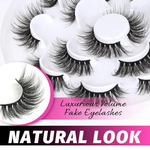 Miniatura 6 de Veleasha Pestañas 5D de Visón Sintético Pestañas Postizas Hechas a Mano Pestañas Cat Eye Pestañas Finas y Esponjosas Pestañas Postizas Ligeras