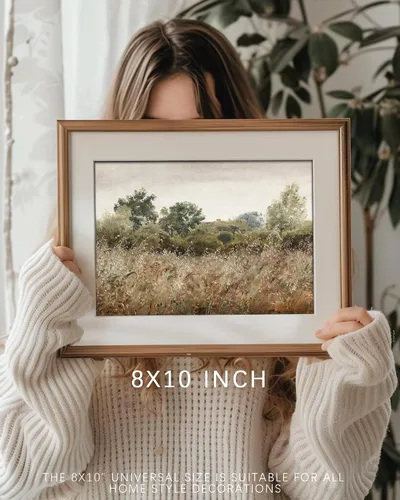 Miniatura 4 de Pintura vintage de paisaje de campo de flores silvestres, arte de pared de paisaje rural de granja, impresión artística de paisaje de jardín