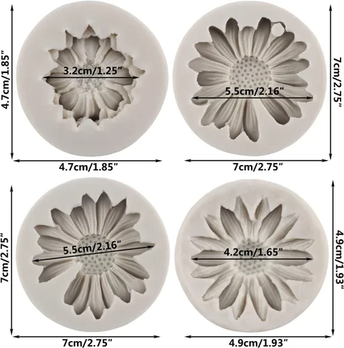 Miniatura 2 de Sijiangmold Molde de silicona de flor de crisantemo, moldes de fondant de margaritas para decoración de pasteles, decoración de cupcakes, caramelo