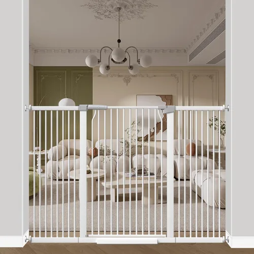 Miniatura 15 de Puerta de bebé extra alta de 40.55" para escaleras - 40.6"-54.7" de ancho 1.37" de espaciado ultra estrecho Puerta extra ancha para gatos y perros