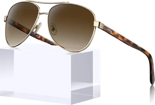 CARFIA Gafas de sol polarizadas para mujer, protección UV, brazos de acetato, marco de metal, sombras para mujer, CA3216