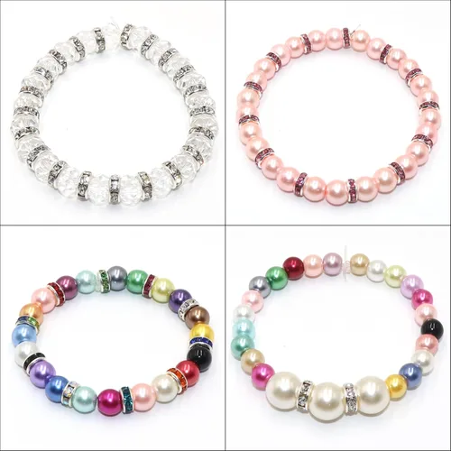 Miniatura 3 de 100 cuentas espaciadoras Rondelle redondas de cristal con diamantes de imitación checos chapados en plata, cuentas sueltas para manualidades, Blanco