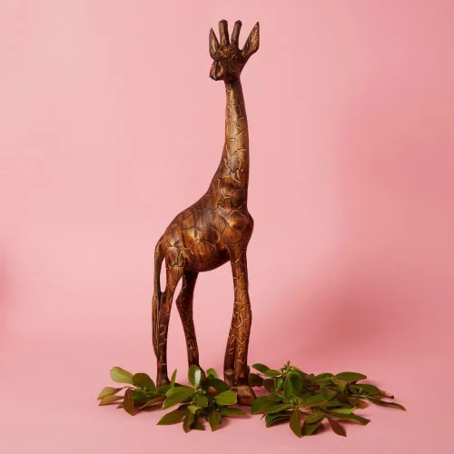 Estatua Alta de Jirafa de Madera, Estatuas, Figurillas de Animales, Acentos de Decoración del Hogar, Sala de Estar, Oficina, Escritorio, Mesa de