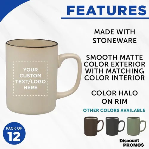 Miniatura 2 de Juego de 12 tazas personalizadas de cerámica mate El Grande de 20 onzas, paquete personalizado a granel, perfectas para té, espresso, capuchino
