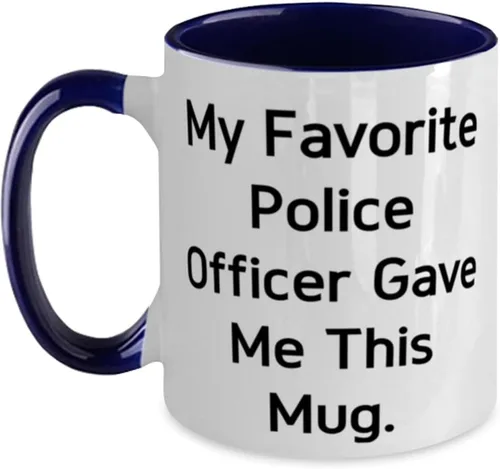 Joke Police officer Gifts, My Favorite Police Officer Gave, Police officer Two Tone 11oz Mug From Team Leader, Cup For Coworkers, Police gifts, Cop