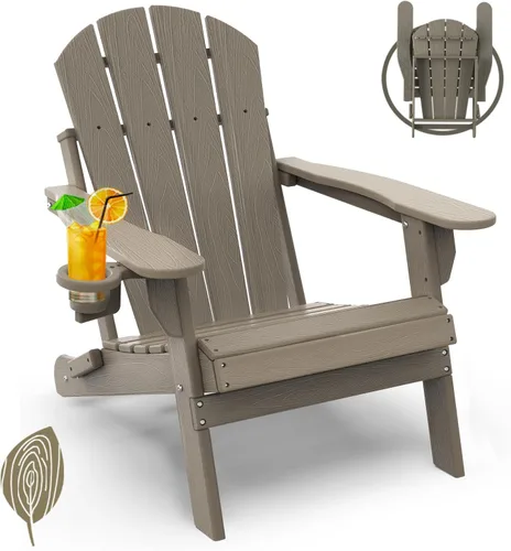 Miniatura 17 de GREENVINES Juego de 2 sillas plegables Adirondack Plástico HDPE Silla para hoguera Todo clima Portavasos Rojo para terraza, patio