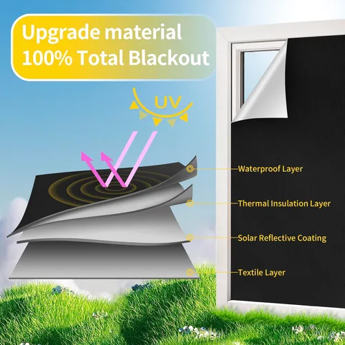 Miniatura 2 de Cortinas opacas portátiles, persianas temporales 100% opacas para ventanas de dormitorio, cobertura adicional para viajes, guardería, caravana