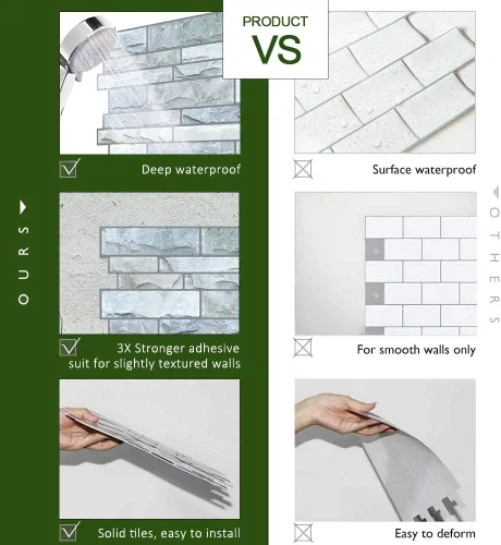 Miniatura 2 de STICKGOO Protector contra salpicaduras de 10 hojas para despegar y pegar, azulejos autoadhesivos de pared de 12"X12", protector contra salpicaduras