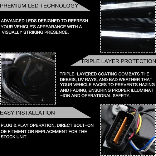 Miniatura 8 de VLAND Conjunto de faros delanteros aptos para Mitsubishi Lancer& EVO X 2008-2020 W/DRL, luz delantera LED con señal de giro secuencial, faro