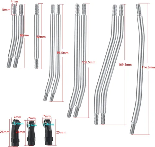 Miniatura 3 de MORLORDY Juego de varillaje de suspensión RC para TRX4 1/10 RC Crawler Car Upgrades, 10PCS 12.323 in distancia entre ejes, acero inoxidable