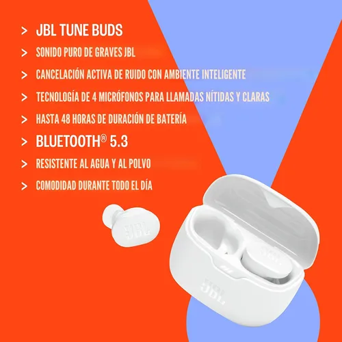 Miniatura 6 de JBL Tune Buds - Audífonos verdaderos inalámbricos con cancelación de ruido, sonido JBL Pure Bass, Bluetooth 5.3, tecnología de 4 micrófonos