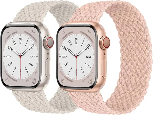 Miniatura 11 de Paquete de 2 correas trenzadas Solo Loop para Apple Watch de 1.575 pulgadas, 1.614 pulgadas, 1.654 pulgadas, 1.732 pulgadas, 1.772 pulgadas, 1.732