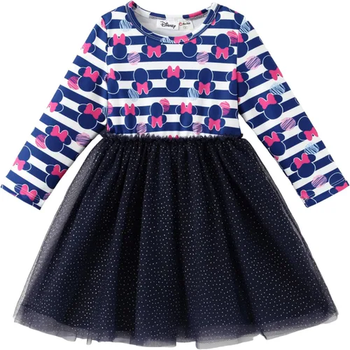 Miniatura 11 de Disney Frozen Elsa Princesa Cenicienta Ariel Jazmín Rapunzel Vestido para bebé/niña, Vestido de manga larga con volantes y superposición de malla