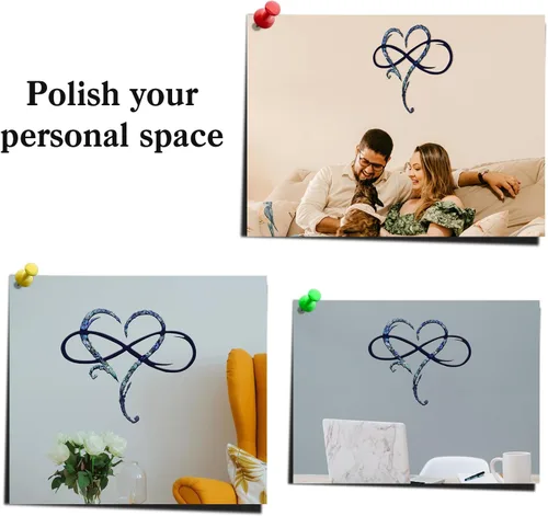 Miniatura 3 de Decoración de pared de metal con corazón infinito, decoración única de pared de corazón infinito, placa de letrero de amor, arte geométrico, adornos